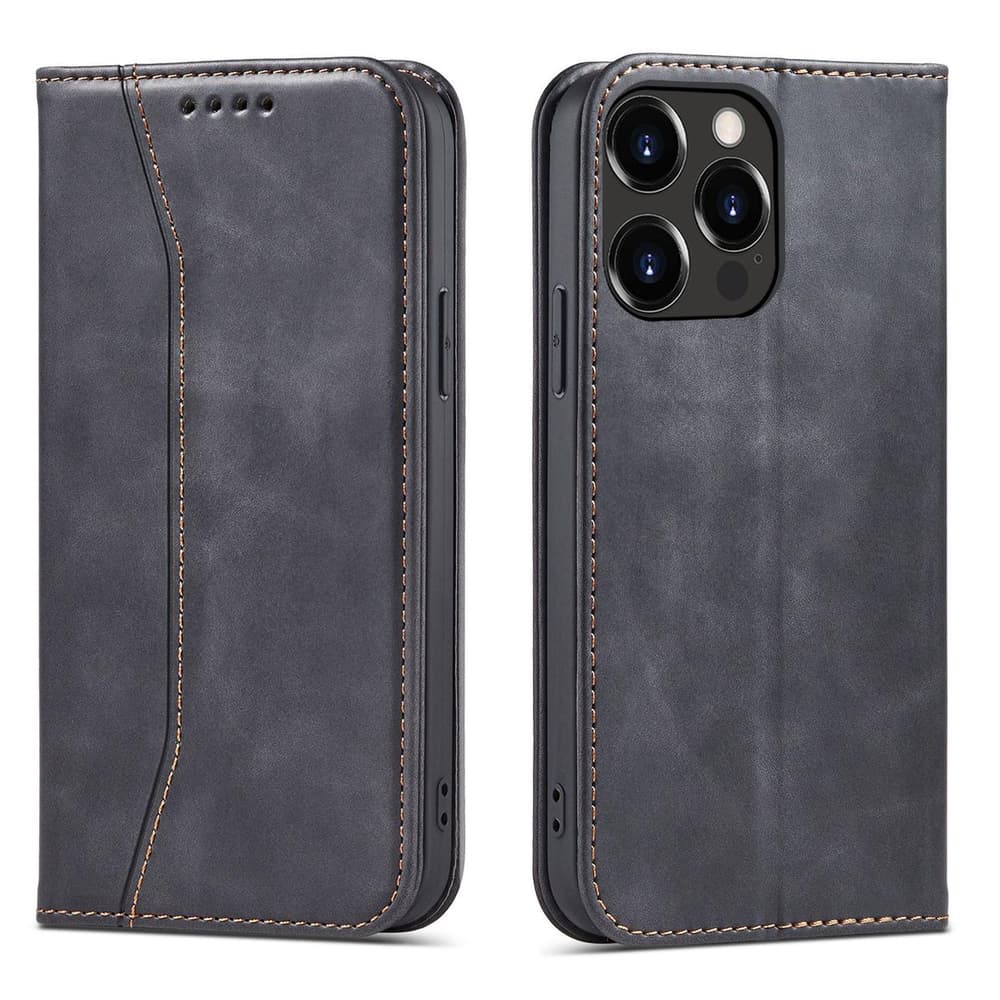 Ovitek Magnet Fancy Case za iPhone 13 Pro Max (denarnica, stojalo), črni