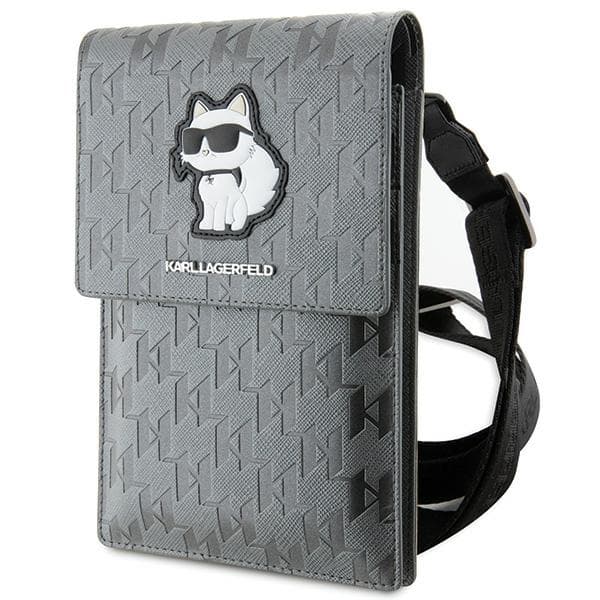 Torba Karl Lagerfeld Handbag Saffiano Monogram Choupette - srebrna