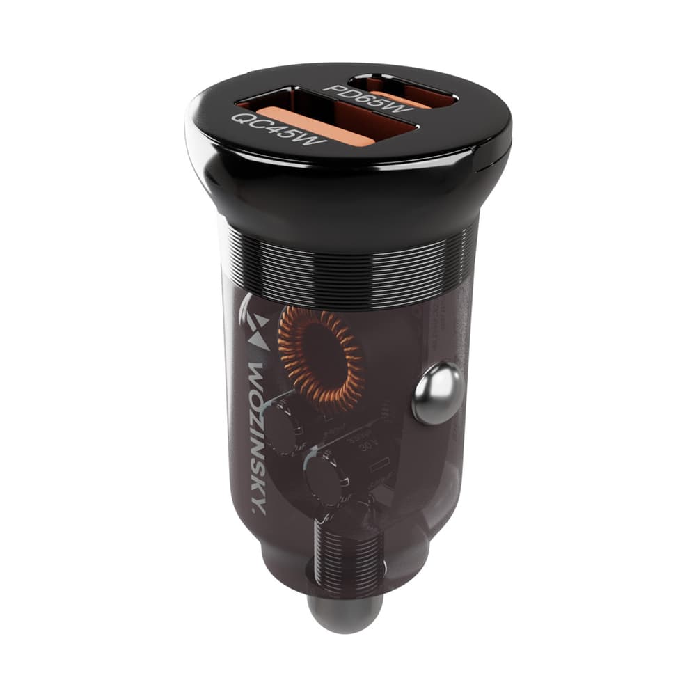 Avto polnilnik Wozinsky 65W USB-C PD in USB-A QC 3.0 - črn 3
