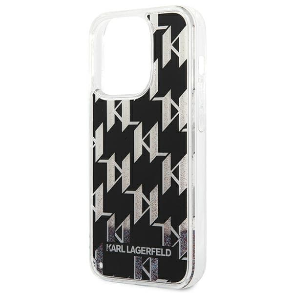 Karl Lagerfeld ovitek za iPhone 14 Pro Liquid Glitter Monogram, črn 6