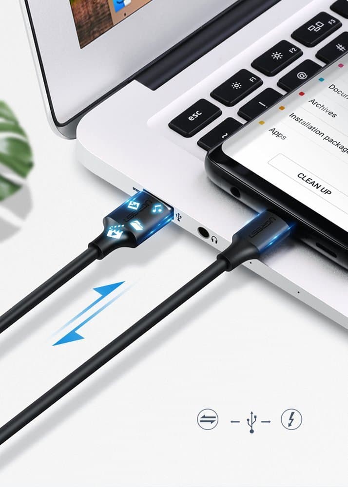 Ugreen US287 kabel USB-A / USB-C 2A, 1m - črn 5