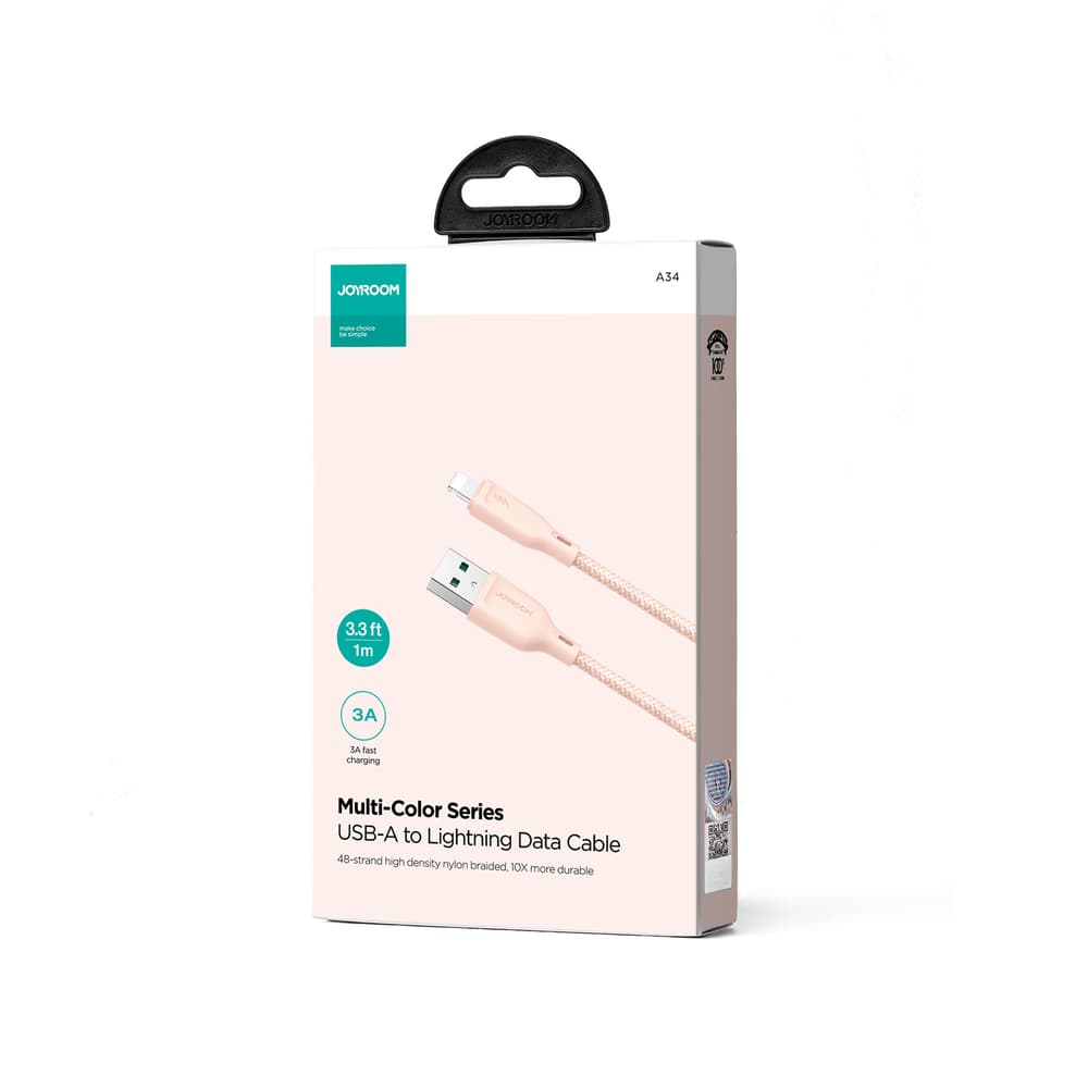 Kabel Joyroom Multi-Color S-A34 USB-A/Lightning 3A 1m - Roza 3