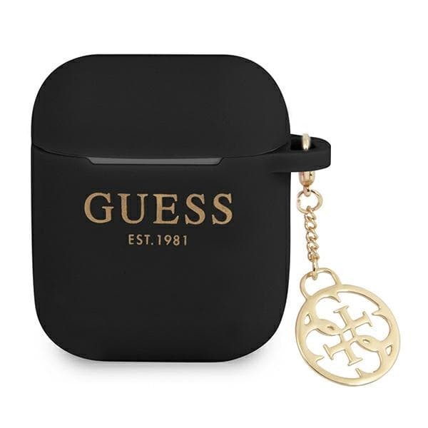 Ovitek za AirPods 1/2 Guess Silicone Charm 4G - črn