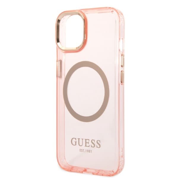 Ovitek Guess GUHMP14SHTCMP za iPhone 14 6.1" roza z zlatim obrobom MagSafe 6