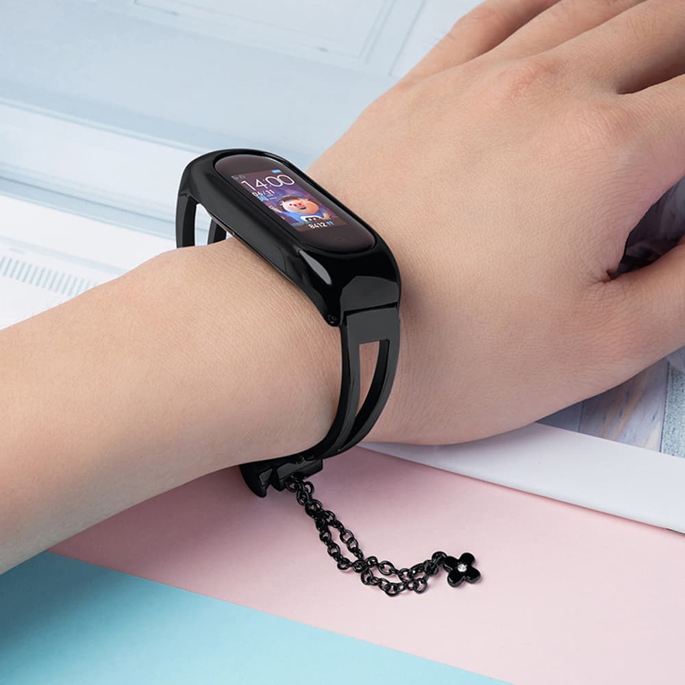 Kovinski pašček za Xiaomi Mi Band 3/4/5/6, črn 2
