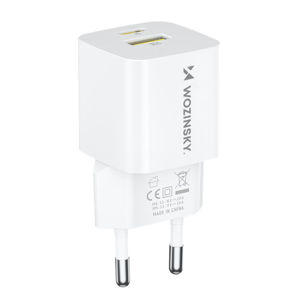 Wozinsky WWCEAC GaN USB-A/USB-C 33W polnilnik - bela