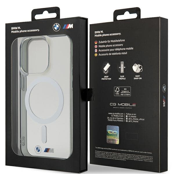 Ovitek BMW Silver Ring MagSafe za iPhone 14 Pro 6.1" transparenten 8