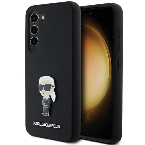Karl Lagerfeld Ovitek Silicone Ikonik Metal Pin za Samsung Galaxy S23, črn