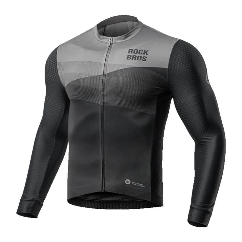 Rockbros kolesarski dres z dolgimi rokavi, pomlad/poletje, L, črn/siv