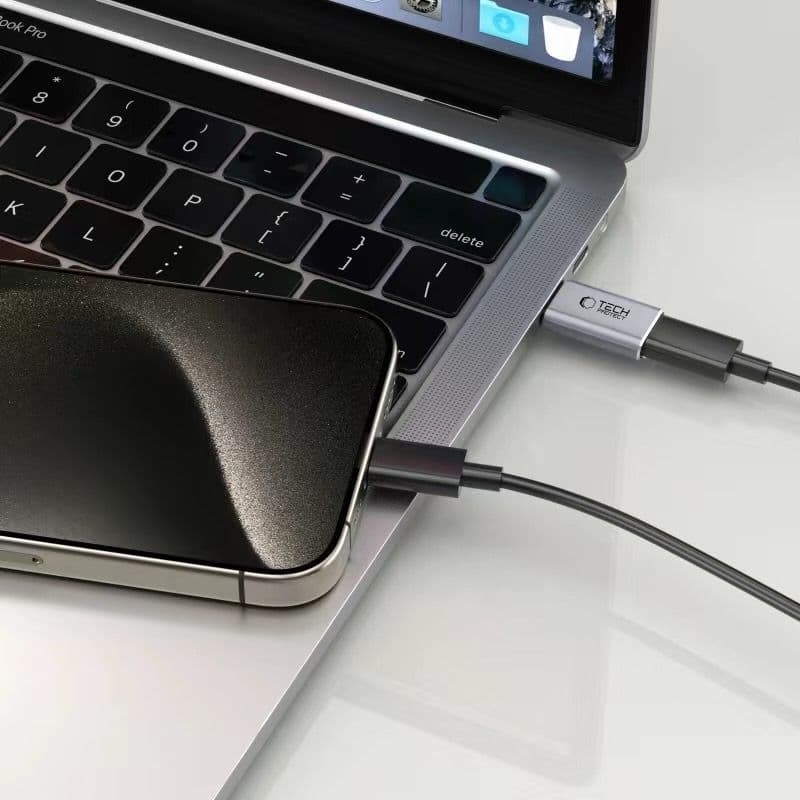 Tech-Protect UltraBoost USB-C (M) v Lightning (Ž) adapter, Siva 2