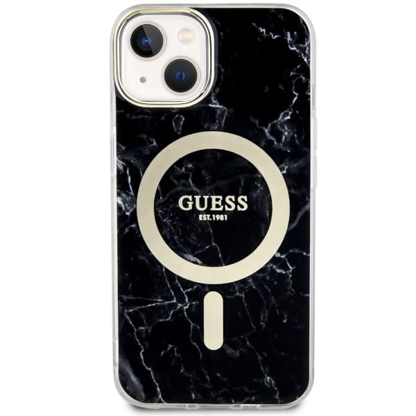Ovitek Guess Marble MagSafe za iPhone 14, črn 3
