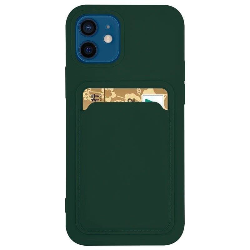 Hurtel Card Case silikonski ovitek z režo za kartice za Samsung A22 4G, temno zelen