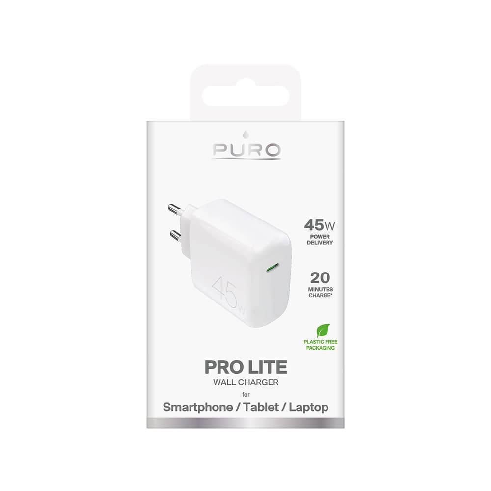 Puro PROLITE 45W USB-C stenski polnilnik, bel 2