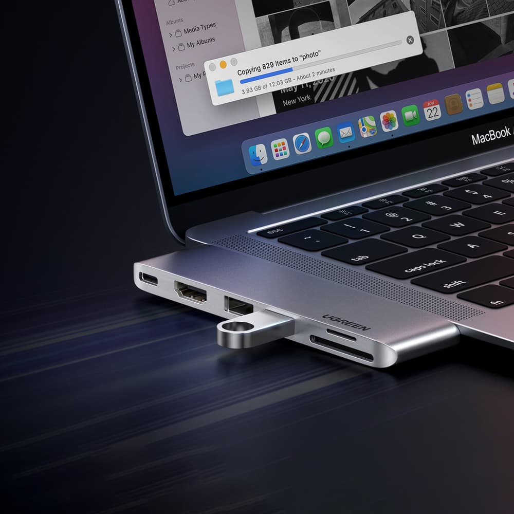 HUB Ugreen CM380 2xUSB C - HDMI/2xUSB 3.0/SD TF/USB C PD - siv 3