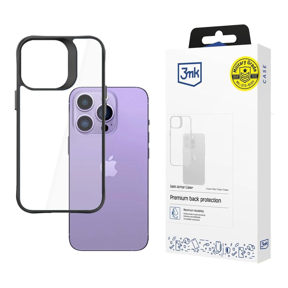 3mk Satin Armor Case+ ovitek za iPhone 14 Pro Max - črn