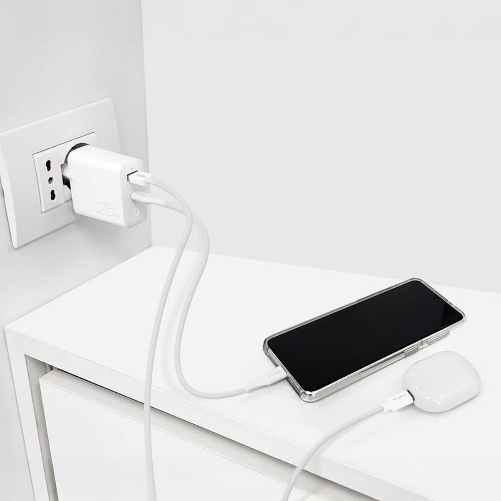 Puro 25W USB-A/USB-C omrežni polnilnik s Power Delivery - bel 2