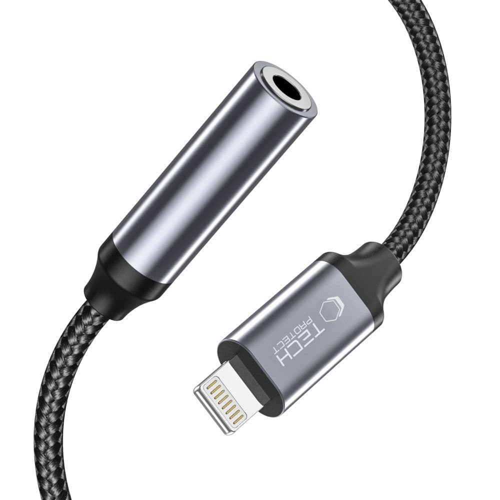 Tech-Protect UltraBoost Lightning / 3.5mm mini jack adapter - črna