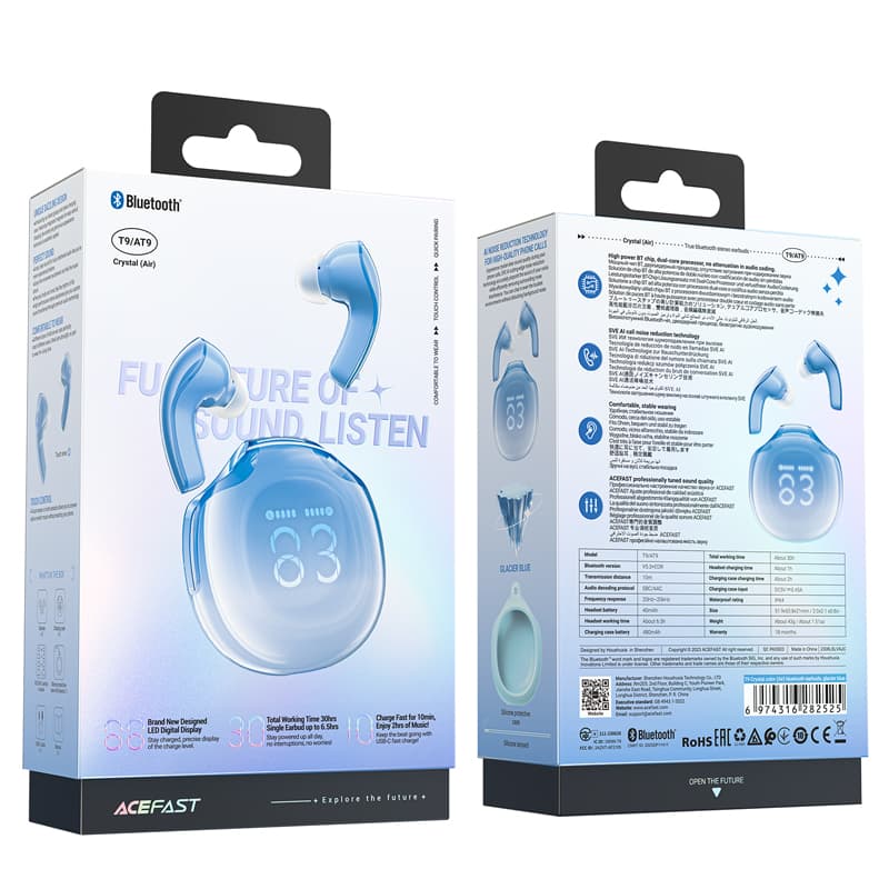 Acefast T9 Bluetooth 5.3 brezžične slušalke, modre 8