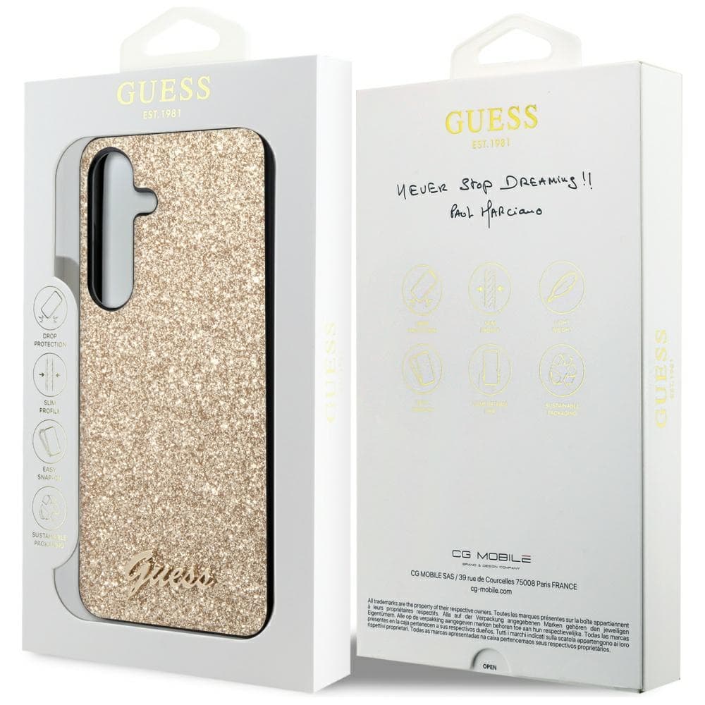Ovitek za Samsung Galaxy S24 Guess Glitter Script - zlata 8