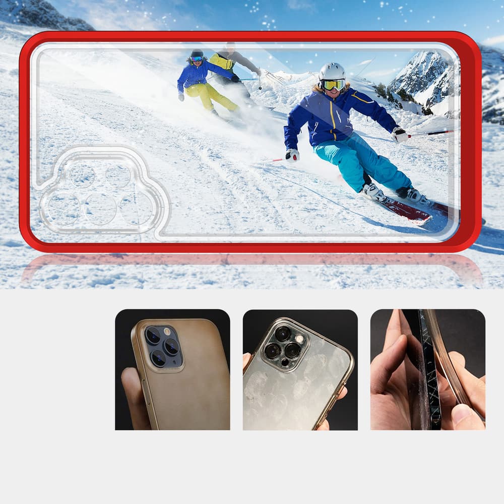 Hurtel ovitek Clear 3in1 za Samsung Galaxy A72 4G, rdeč 3