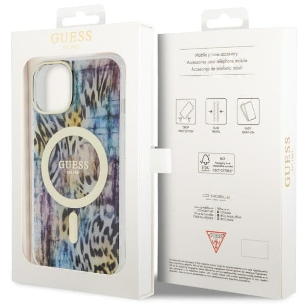 Ovitek Guess Leopard MagSafe za iPhone 14, moder 8