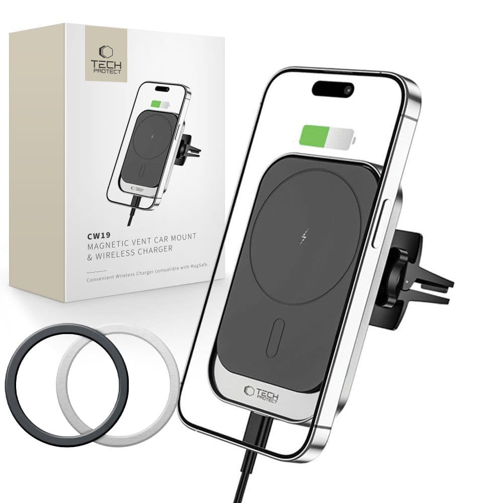 Tech-Protect CW19 MagSafe magnetni avto polnilec (15W) za zračnik - črn