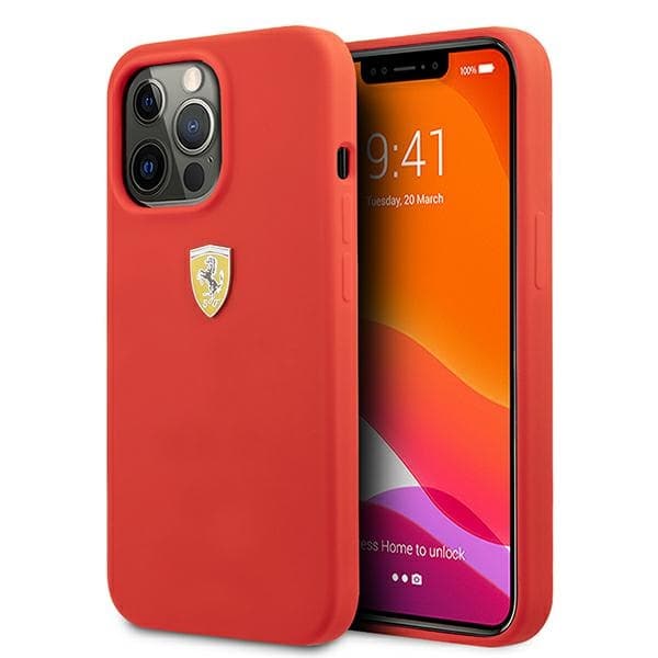 Ferrari Silicone ovitek za iPhone 13 Pro Max 6.7" - rdeč