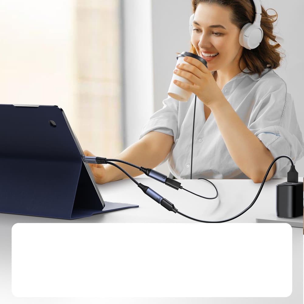 Joyroom SY-C03 USB-C v 2x USB-C 2v1 DAC adapter - črna 3