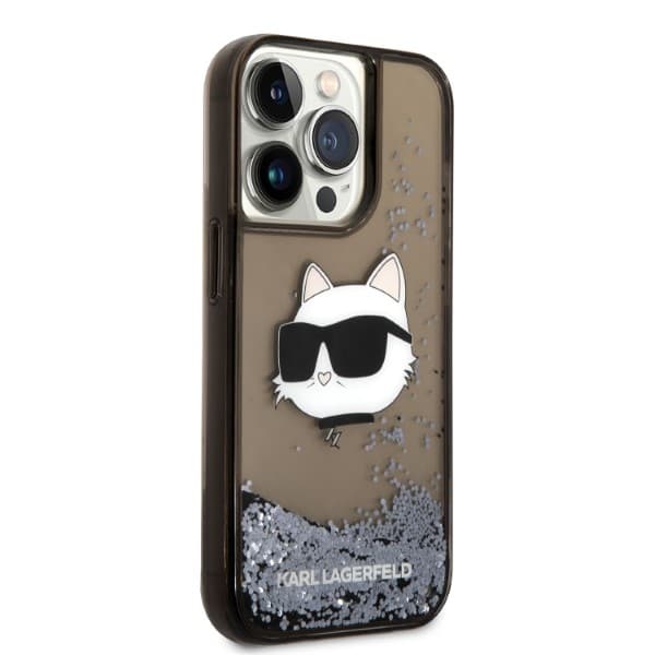 Karl Lagerfeld etui za iPhone 14 Pro Max, Glitter Choupette Head, črn 4