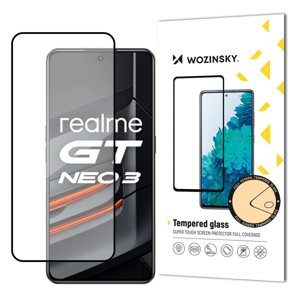 Wozinsky Super Tough Full Glue kaljeno steklo za Realme GT Neo 3, črno