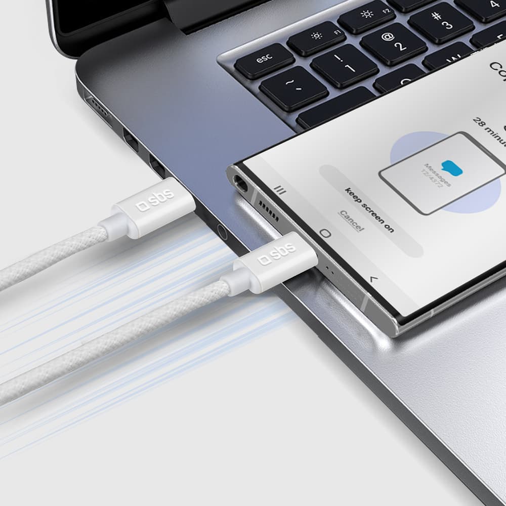 SBS TECABLETISSUETCCG USB-C v USB-C, 1,5m, 60W, pleten kabel - sivi 6