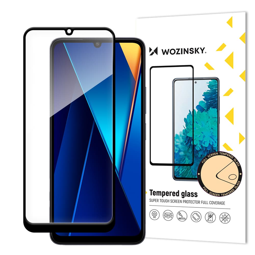 Kaljeno steklo Wozinsky Full Glue s črnim okvirjem za Xiaomi POCO C65/Redmi 13C