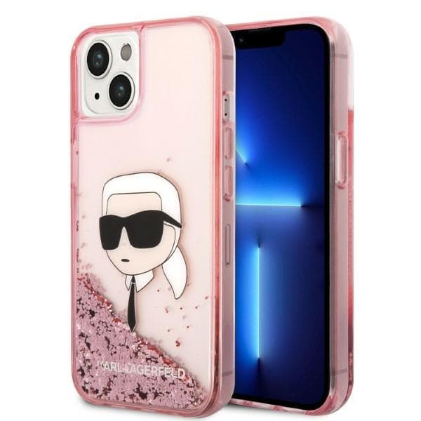 Karl Lagerfeld Glitter Karl's Head etui za iPhone 14 Plus - roza