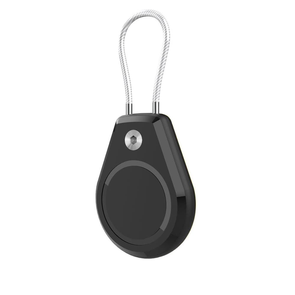 2x vodoodporen ovitek za Apple AirTag z jekleno vrvico, črn+bel 3