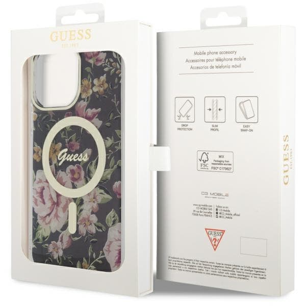 Ovitek Guess Flower MagSafe za iPhone 14 Pro Max, črn 8