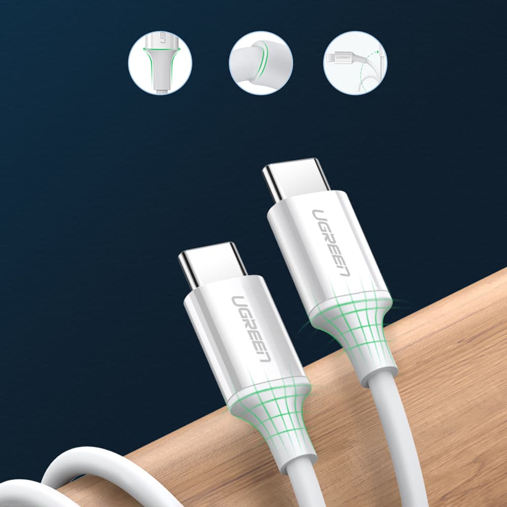 Ugreen US264 60518 USB-C / USB-C PD QC AFC Kabel 1m - Bel 8