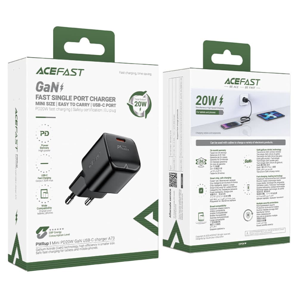 Acefast A73 Mini PD 20W GaN USB-C polnilec, črn 6