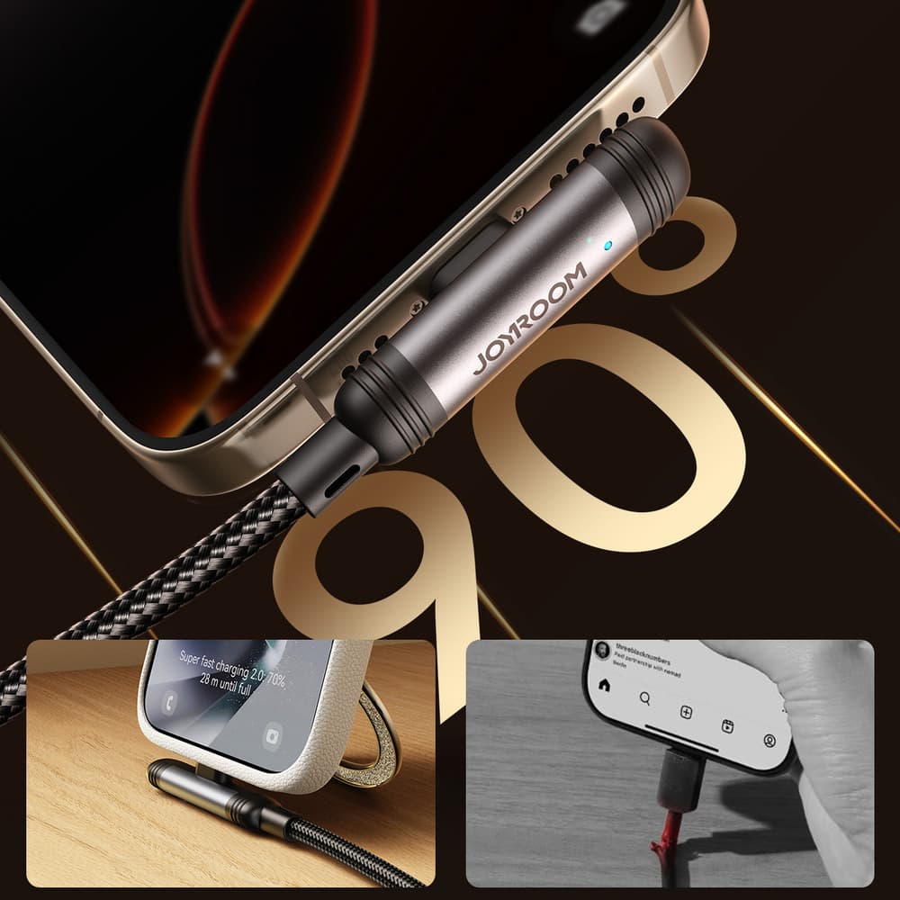 Joyroom S-A56 EnjoyX 90° USB-A - Lightning 3A kabel 1.2m - črn 4