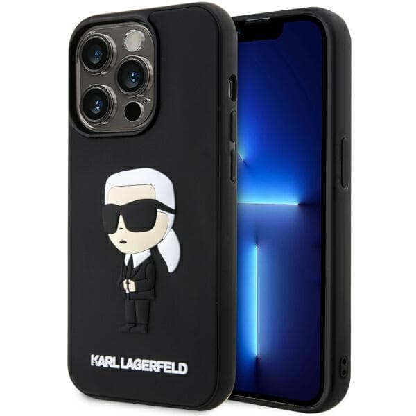 Karl Lagerfeld KLHCP14L3DRKINK ovitek za iPhone 14 Pro 6.1" črn/črn Rubber Ikonik 3D