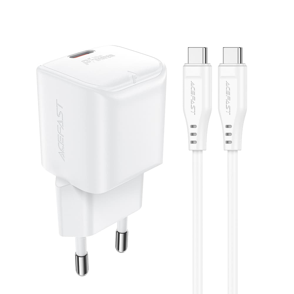 Acefast A77 Mini PD 30W GaN Polnilnik + USB-C kabel - bel