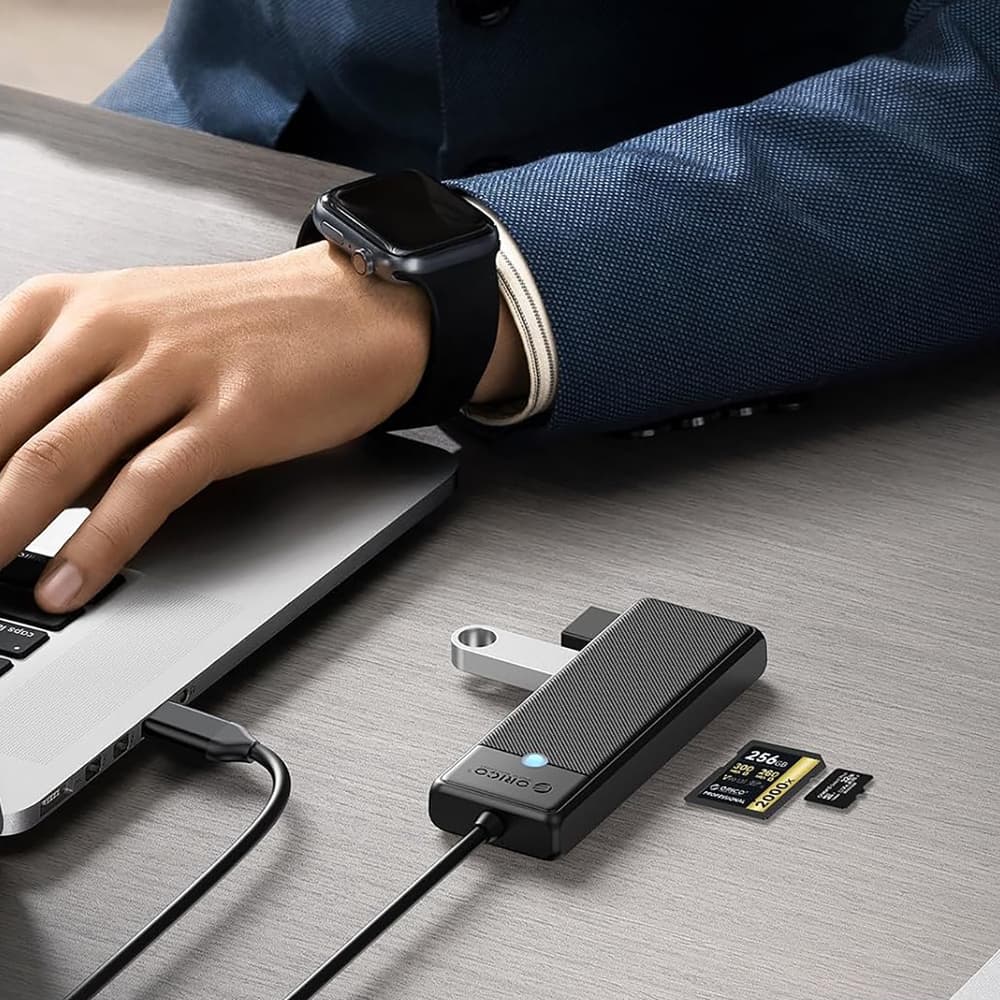 Orico PAPW3AT-C3 USB Hub, 4-port, 3x USB-A 3.0, bralnik kartic microSD/SD, 1,8 m, črn 6