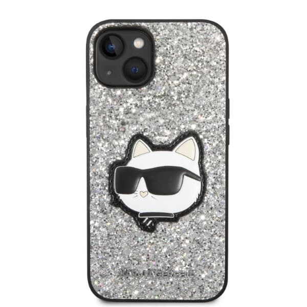 Karl Lagerfeld Glitter Choupette Patch etui za iPhone 14 Plus 6.7" srebrno 3