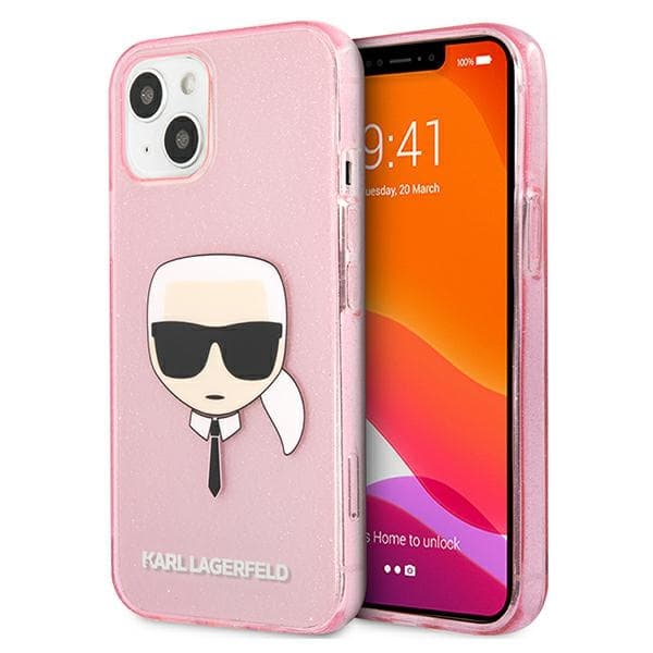 Karl Lagerfeld ovitek Glitter Karl's Head za iPhone 13 mini - roza