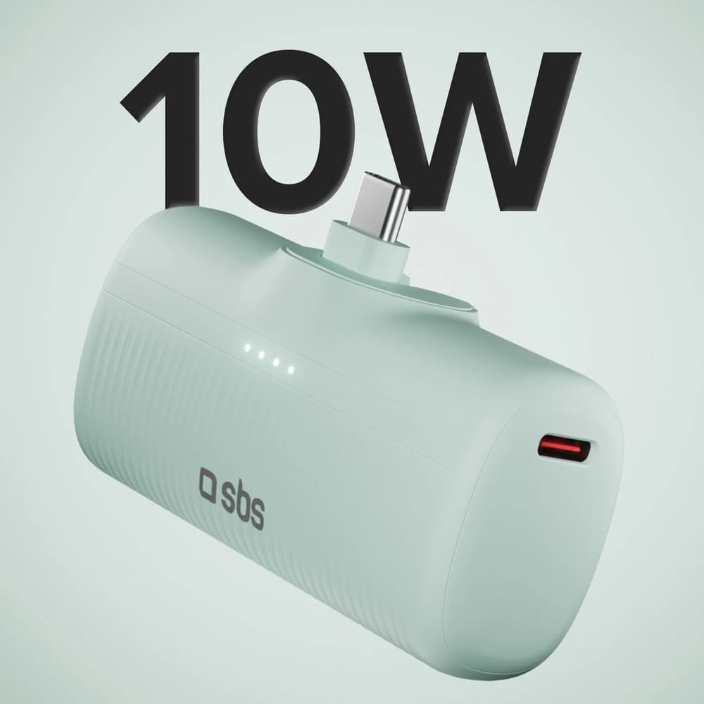 Prenosni polnilnik SBS EcoPower 5000 mAh 10W, vgrajen USB-C, zelen 2