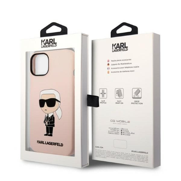 Karl Lagerfeld etui za iPhone 14 Plus, Silicone Ikonik, roza, MagSafe 8