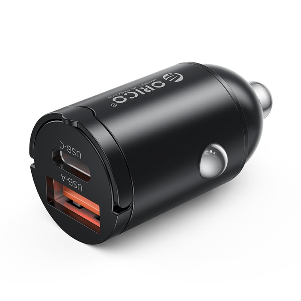 Orico MiniRing 30W avtomobilski polnilnik, USB-A + USB-C - črn