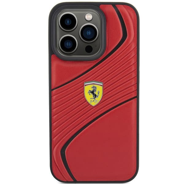 Etui Ferrari Twist Metal Logo za iPhone 15 Pro - rdeča 3