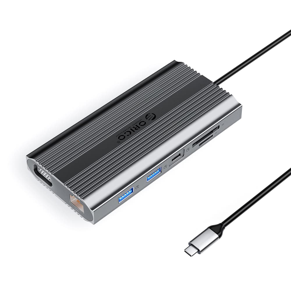 Orico XDR 12v1 USB-C Docking Station, 4K 30Hz, PD 100W, Gray