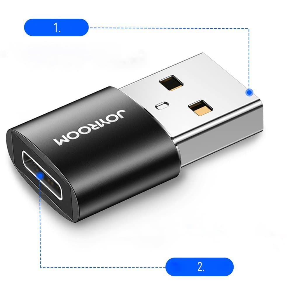 Joyroom adapter USB-C (ženski) na USB-A (moški) 2 kosa, črn 8
