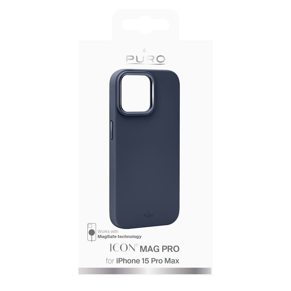 Puro Icon Mag Pro Magsafe silikonski ovitek za iPhone 15 Pro Max - temno moder 2